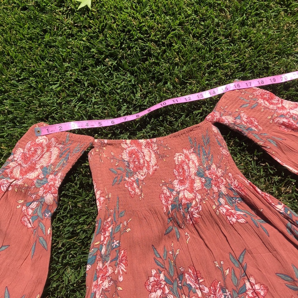 Billabong Rust Pink Floral Off-Shoulder Dress - Picture 7 of 14